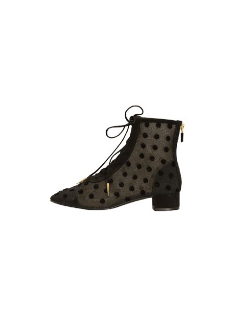 dior polka dot lace up boots